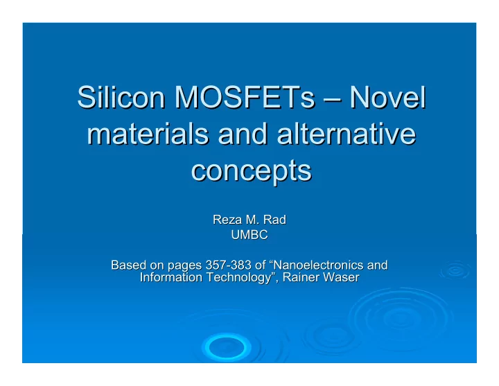 silicon mosfets mosfets novel novel silicon materials and