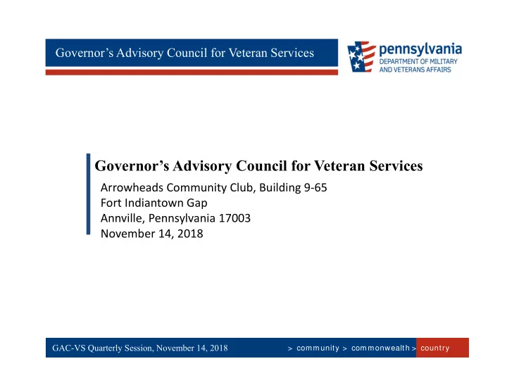 governor s advisory council for veteran services