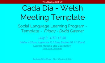 Cada Da - Welsh  Meeting Template  Social Language Learning Program - Template - Friday - Dydd