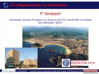 P. Vavassori  -Ikerbasque, Basque Fundation for Science and CIC nanoGUNE Consolider,  San
