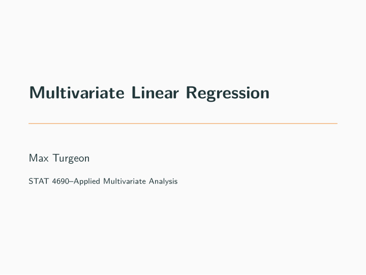 multivariate linear regression