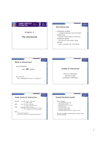 the interaction   physical characteristics of interaction   interaction styles   the