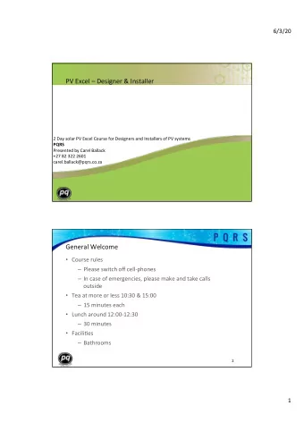 PV Excel  Designer &amp; Installer  2 Day solar PV Excel Course for Designers and Installers of