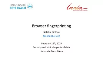Br  Browser    fi  fingerprinting  Nataliia  Bielova    @nataliabielova February  12