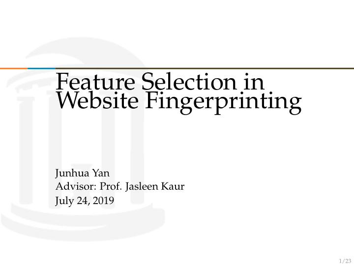 feature selection in website fingerprinting