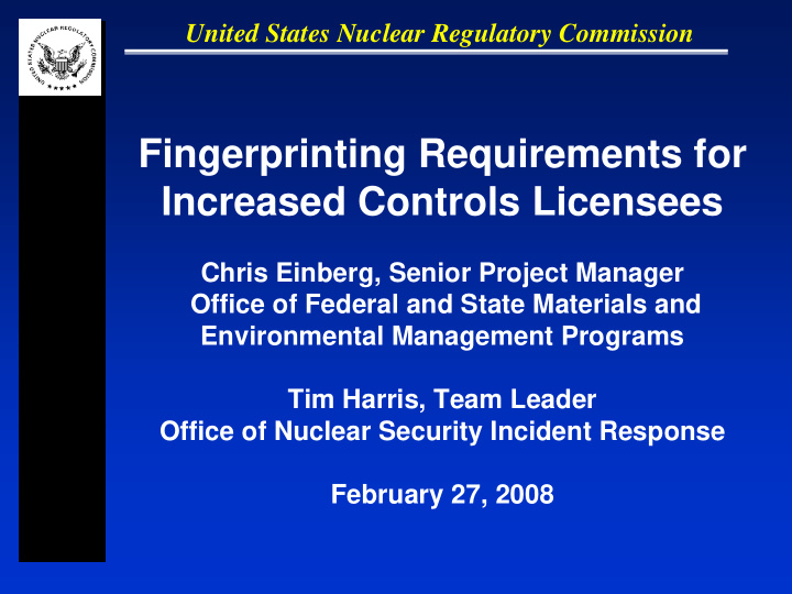 fingerprinting requirements for increased controls