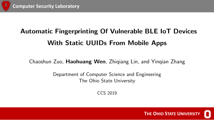 automatic fingerprinting of vulnerable ble iot devices