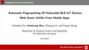 Automatic Fingerprinting Of Vulnerable BLE IoT Devices  With Static UUIDs From Mobile Apps Chaoshun