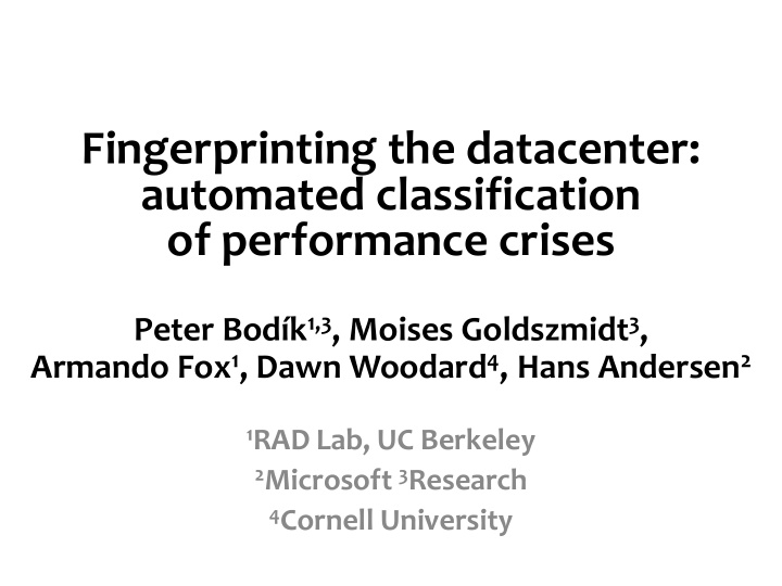 fingerprinting the datacenter