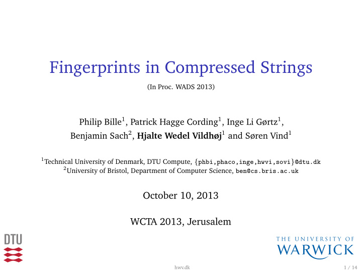fingerprints in compressed strings