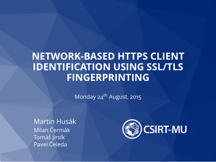 network based https client identification using ssl tls