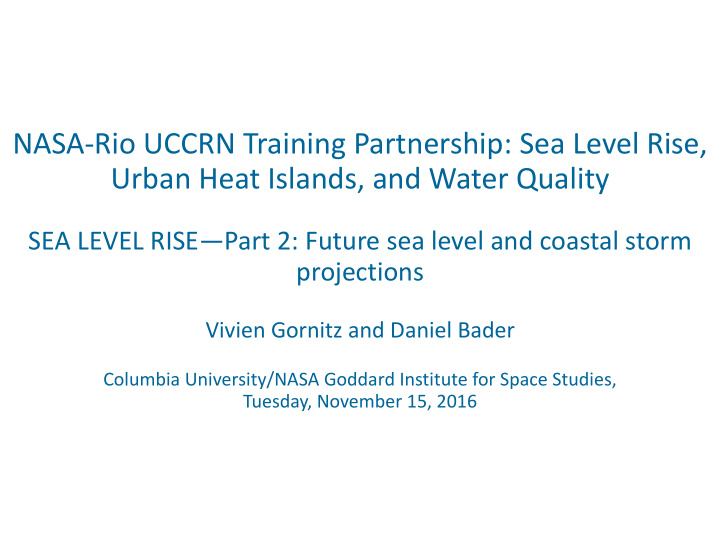 nasa rio uccrn training partnership sea level rise urban