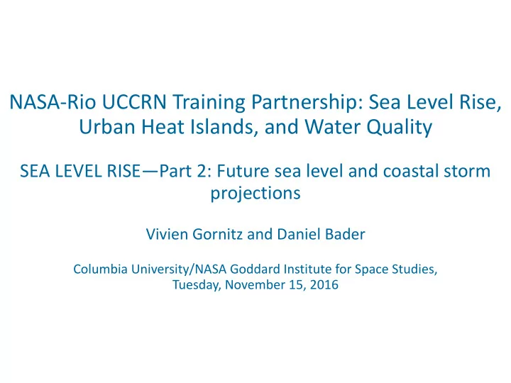 nasa rio uccrn training partnership sea level rise urban
