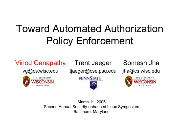 toward automated authorization policy enforcement