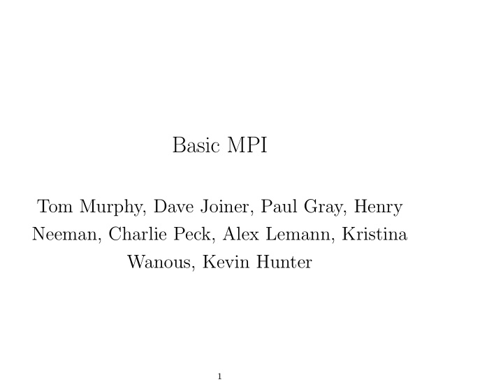 basic mpi