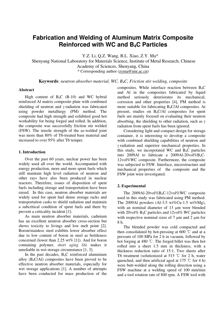 fabrication and welding of aluminum matrix composite