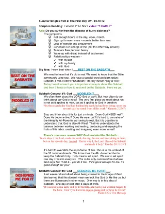 1  Sometimes I feel guilty about taking time off from work.  But the Bible  teaches us that we will