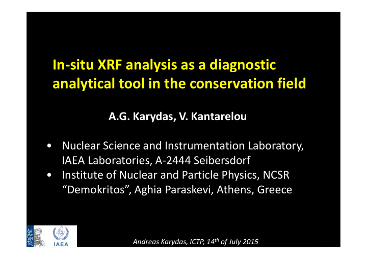 in situ xrf analysis as a diagnostic analytical tool in