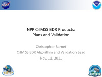 npp crimss edr products plans and validation