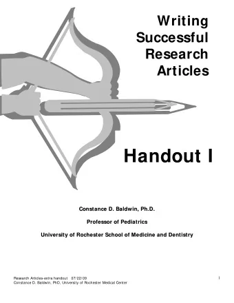 Handout I  Co  C  on  ns  st  ta  an  nc  ce  e  D  D.  .  B  Ba  al  ld  dw  w i  in  n,  ,  P  Ph