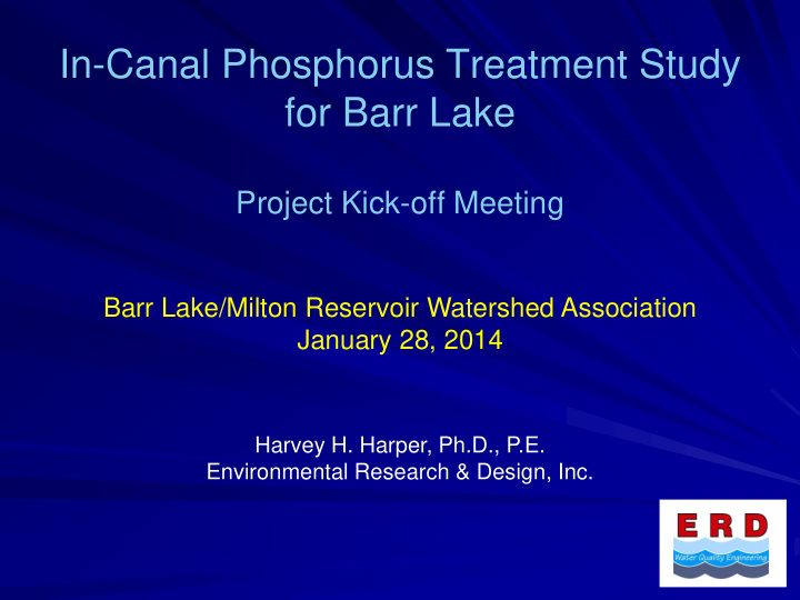 in canal phosphorus treatment study