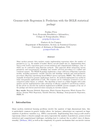 Genome-wide Regression &amp; Prediction with the BGLR statistical  package  Paulino P  erez