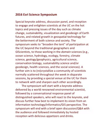 WELCOME  SCIENTISTS! 1 st Annual  Esri Science Symposium Esri &amp; the Scientific Community,