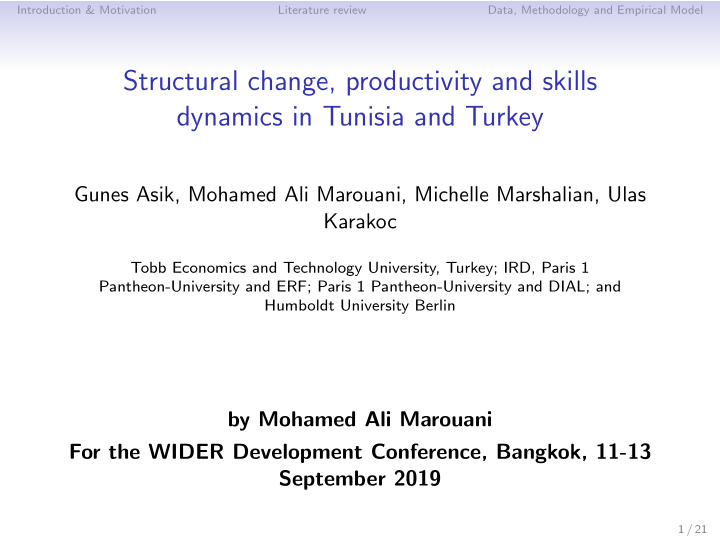 structural change productivity and skills dynamics in