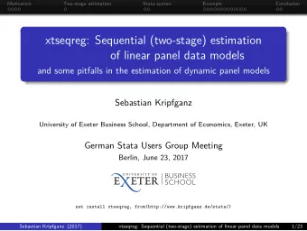 xtseqreg: Sequential (two-stage) estimation  of linear panel data models  and some pitfalls in the