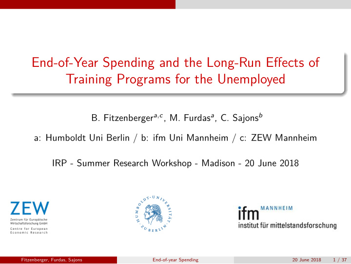 end of year spending and the long run effects of training