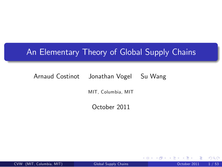 an elementary theory of global supply chains