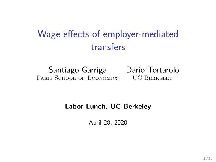 wage effects of employer mediated transfers