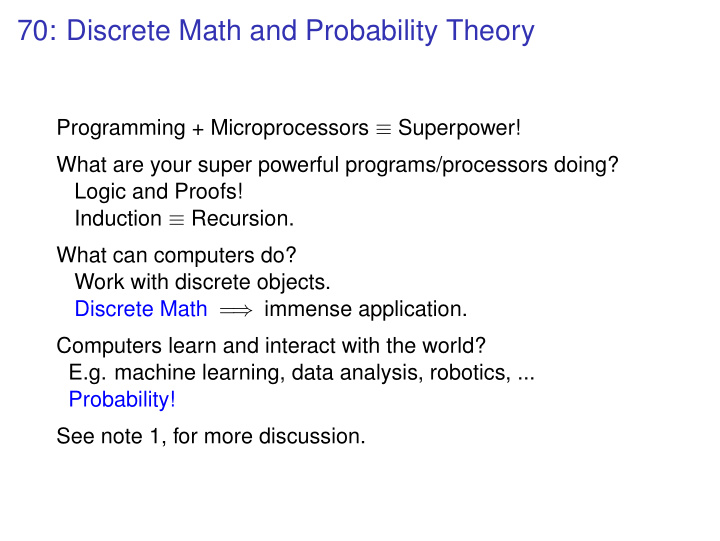 70 discrete math and probability theory
