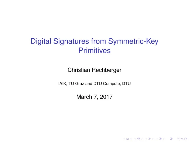 digital signatures from symmetric key primitives