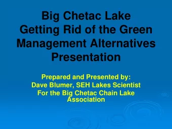 Big Chetac Lake  Getting Rid of the Green  Management Alternatives  Presentation  Prepared and