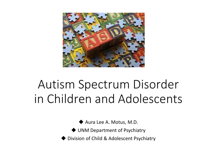 autism spectrum disorder in child ren and adolescents