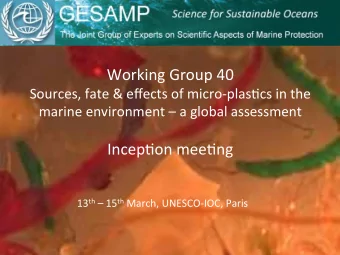 Working(Group(40(  Sources,(fate(&amp;(effects(of(micro9plas;cs(in(the(