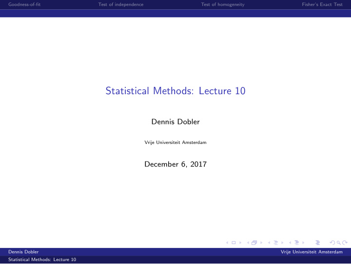 statistical methods lecture 10