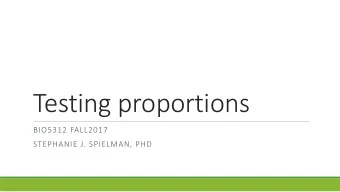 Testing proportions  BIO5312 FALL2017  STEPHANIE J. SPIELMAN, PHD  Estimation An estimator is a