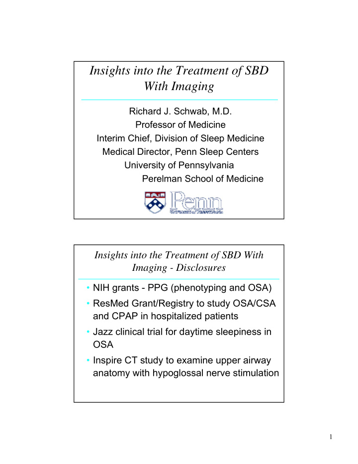insights into the treatment of sbd with imaging