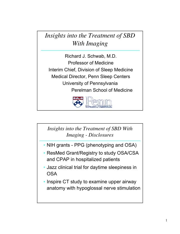 insights into the treatment of sbd with imaging