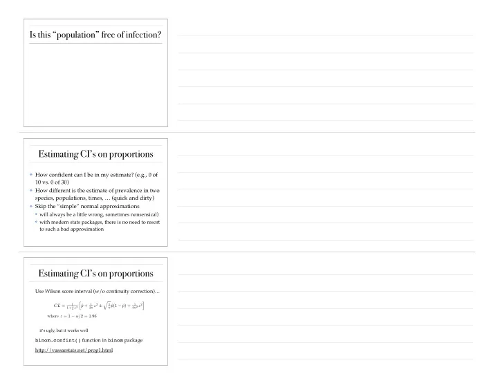 estimating ci s on proportions