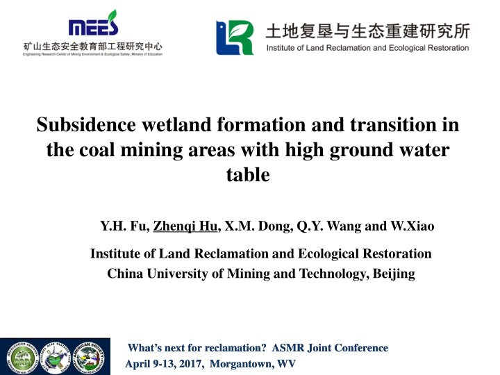 subsidence wetland formation and transition in the coal