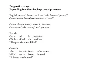 Pragmatic change:  Expanding functions for impersonal pronouns English one and French on from Latin