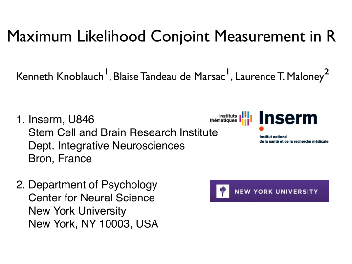 maximum likelihood conjoint measurement in r kenneth