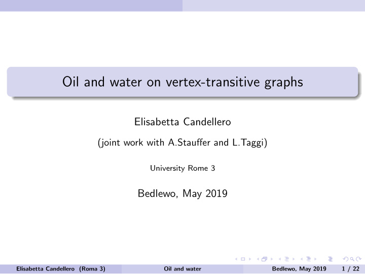 oil and water on vertex transitive graphs