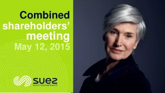 meeting  May 12, 2015  Disclaimer  This presentation contains estimates and/or forward-looking