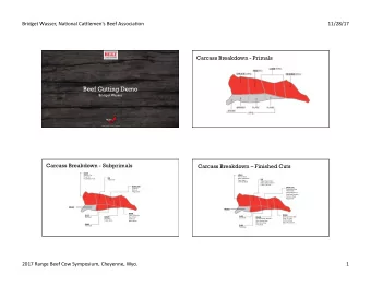 Beef Cutting Demo  Bridget Wasser  Carcass Breakdown - Subprimals  Carcass Breakdown  Finished