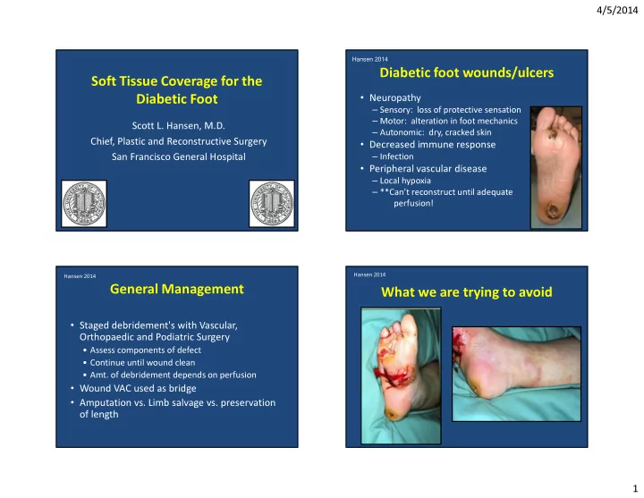 diabetic foot wounds ulcers soft tissue coverage for the