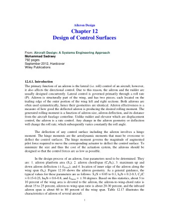 Chapter 12  Design of Control Surfaces From: Aircraft Design: A Systems Engineering Approach